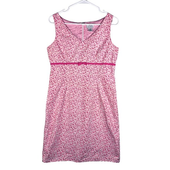 Ann Taylor Loft Women's Size 8 Pink Floral lined Dress Sleeveless - Picture 1 of 4